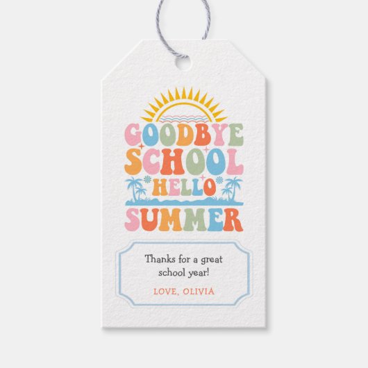 Tot ziens School Hallo Zomer Eind Van Jaar Cadeaut Cadeaulabel (Voorkant)
