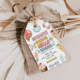 Tot ziens school, hallo zomer, einde school cadeau cadeaulabel