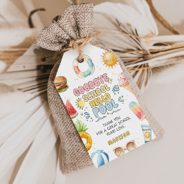 Tot ziens school, hallo zomer, einde van school cadeaulabel
