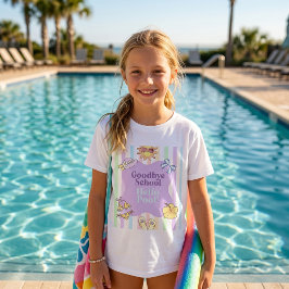 Tot ziens School Hallo Zwembad Strepen Feest T-Shi T-shirt