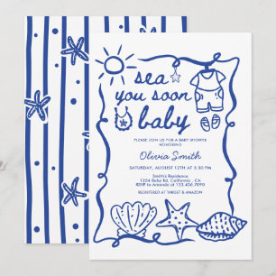 Tot Ziens, Strand Schelp Kust Baby Borrel Kaart