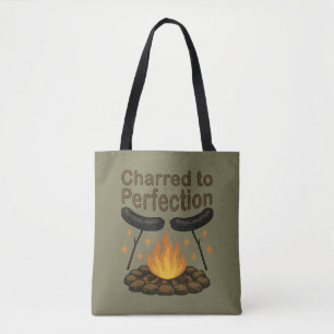 Tot ziens verkoold komische kampvuur hotdog tote bag