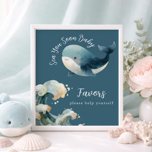 Tot Ziens Walvis Baby Shower Favor Teken Poster
