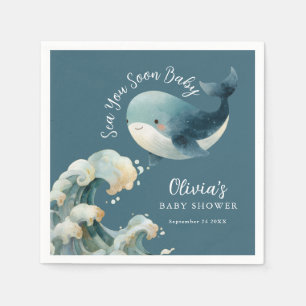 Tot Ziens Walvis Oceaan Turquoise Baby Borrel Servet