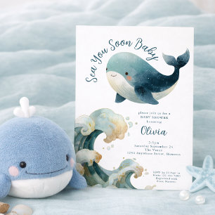 Tot Ziens Walvis Oceaan Witte Baby Borrel Kaart