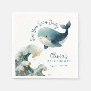 Tot Ziens Walvis Oceaan Witte Baby Shower Servet