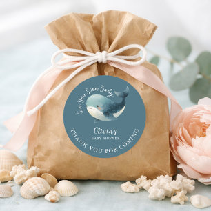 Tot Ziens Walvis Turquoise Bedankt Baby Borrel Ronde Sticker