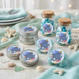 Tot ziens zee cute walvis zeester schildpad kwal ronde sticker
