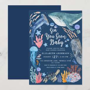 Tot ziens zee Oceandieren Jongen Baby Shower Uitno Kaart