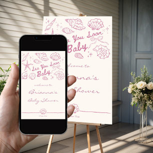 Tot ziens zeeschelpen babyshower welkomstbord poster