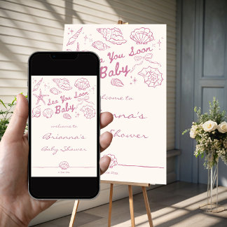 Tot ziens zeeschelpen babyshower welkomstbord poster