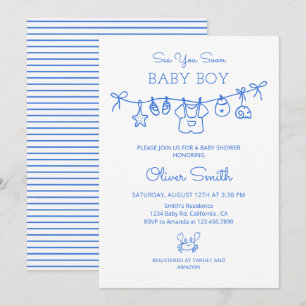 Tot Ziens, Zomerstrand Waslijn Baby Shower Kaart