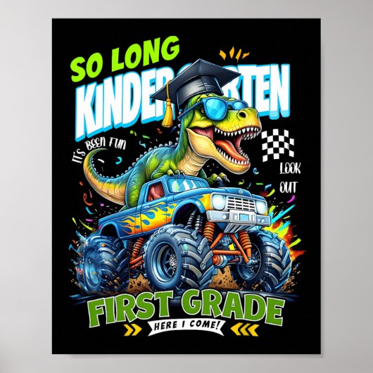 Tot zo lang kleuterschool afgestudeerd dinosaurus  poster (Voorkant)