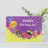 totaal 80-decennium themaretro party Invitation Kaart (Staand voorkant)