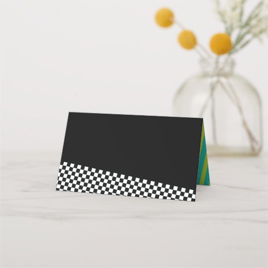 Totaal 80s Harten en Strepen Bruiloft Plaatskaartje (Achterkant)