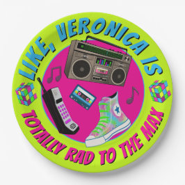 Totaal 80s Retro Verjaardagsfeest Uitnodiging Papieren Bordje