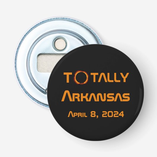 Totaal Arkansas 2024 Zonsverduistering Button Flesopener (Voorkant)