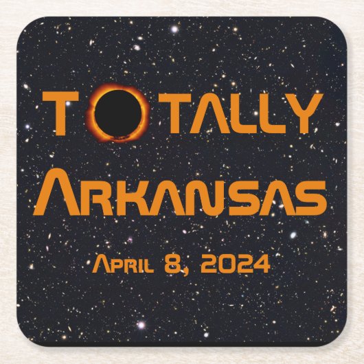 Totaal Arkansas 2024 Zonsverduistering Kartonnen Onderzetters (Voorkant)