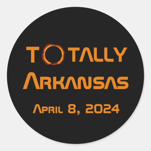 Totaal Arkansas 2024 Zonsverduistering Ronde Sticker (Voorkant)
