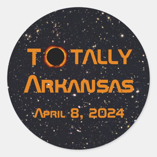 Totaal Arkansas 2024 Zonsverduistering Ronde Sticker (Voorkant)