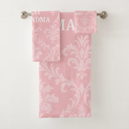 Totaal Beste Oma Zachte Roze Witte Damast Bad Handdoek