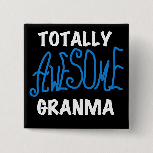 Totaal Blauwe T-shirts Geweldige Granma en Giften Vierkante Button 5,1 Cm