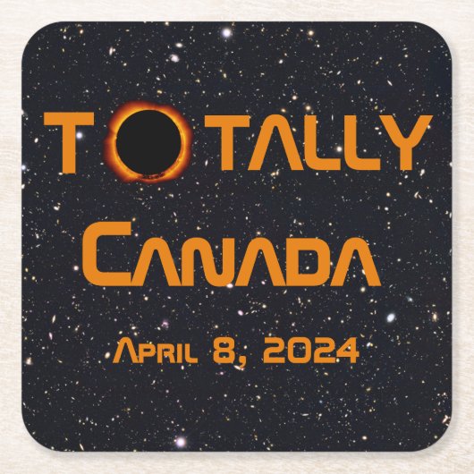 Totaal Canada 2024 Zonsverduistering Kartonnen Onderzetters (Voorkant)