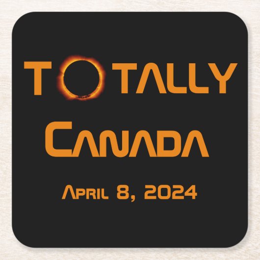 Totaal Canada 2024 Zonsverduistering Kartonnen Onderzetters (Voorkant)