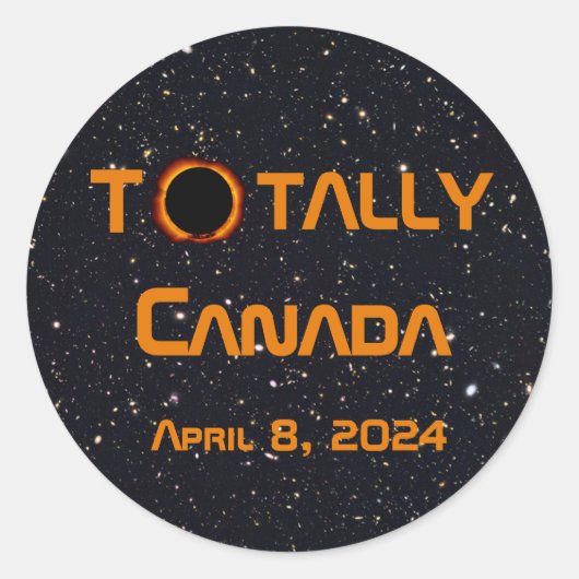 Totaal Canada 2024 Zonsverduistering Ronde Sticker (Voorkant)