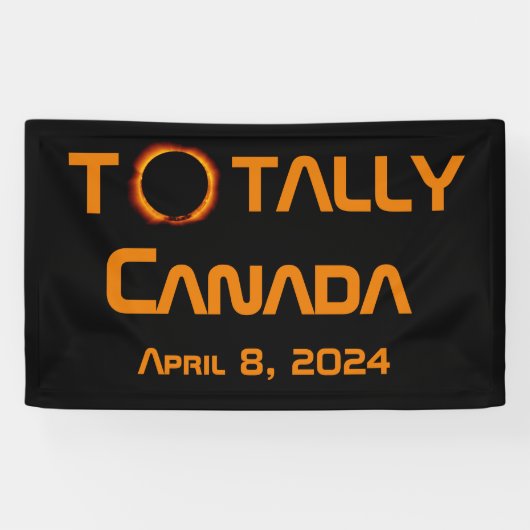 Totaal Canada 2024 Zonsverduistering Spandoek (Horizontaal)