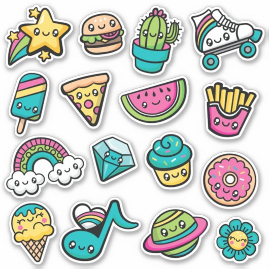 Totaal Cute Doodles Vinyl Sticker (Voorkant)