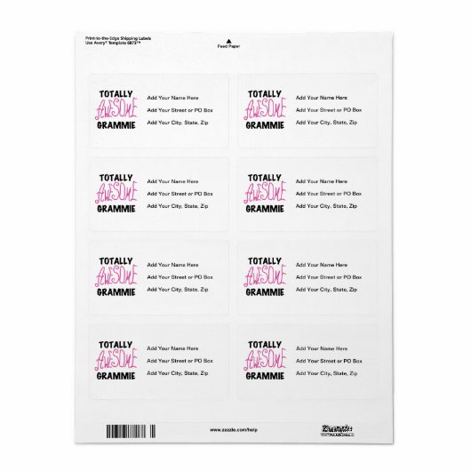 Totaal de Roze Giften van T-shirts Geweldige Etiket (Full Sheet)