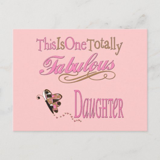 Totaal Fabulous Dochter met Roze Vlinder Briefkaart (Voorkant)