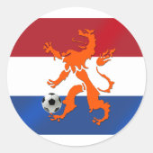 Totaal football voetbal Oranje Nederlandse leeuw Ronde Sticker (Voorkant)