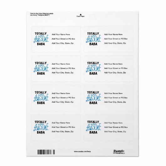 Totaal Geweldige Baba Tshirts en geschenken Etiket (Full Sheet)