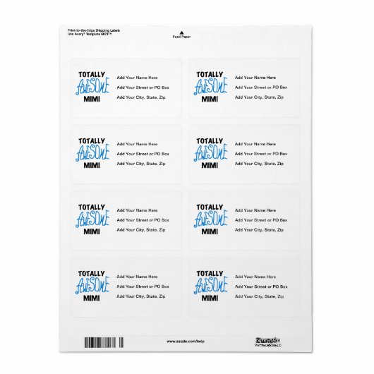 Totaal Geweldige Mimi Blauwe T-shirts en Giften Etiket (Full Sheet)