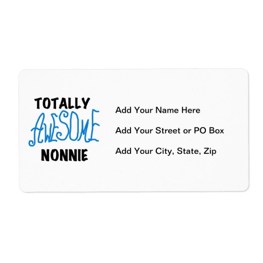 Totaal Geweldige Nonnie Blue Tekst Tshirts en gesc Etiket (Voorkant)