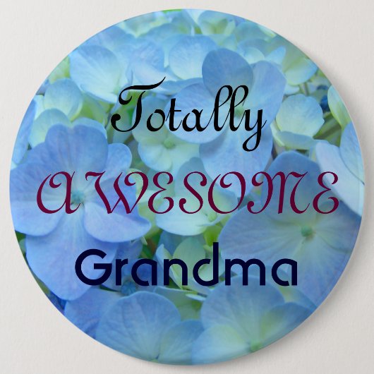 Totaal geweldige oma knopen Blauwe Hortensia's Ronde Button 6,0 Cm (Voorkant)