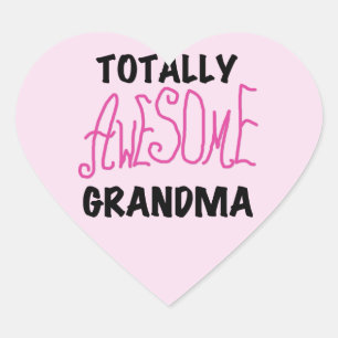 Totaal Geweldige Oma - Roze T-shirts en Giften Hart Sticker