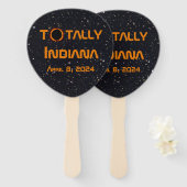 Totaal Indiana 2024 Zonsverduistering Handwaaier (Voorkant en achterkant)