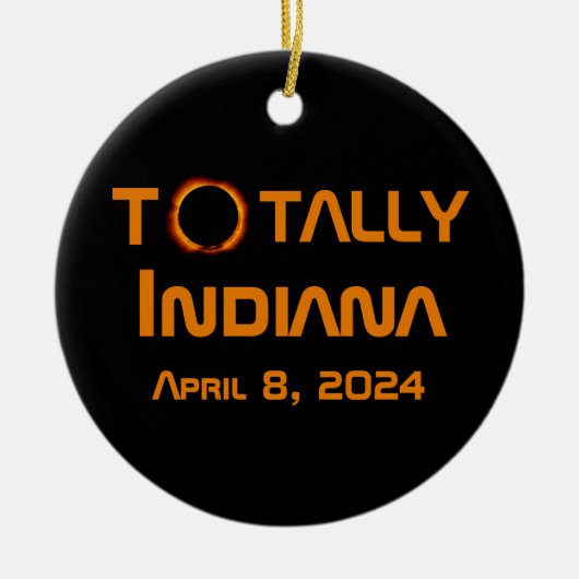 Totaal Indiana 2024 Zonsverduistering Keramisch Ornament (Voorkant)