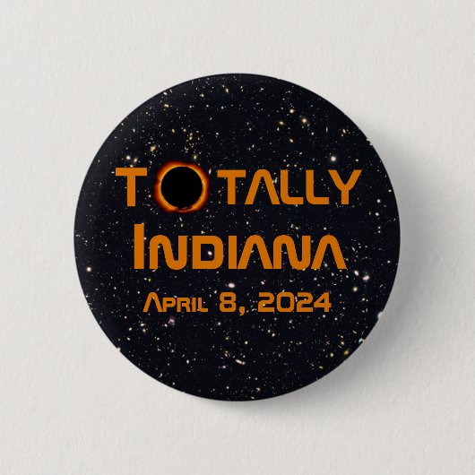 Totaal Indiana 2024 Zonsverduistering Ronde Button 5,7 Cm (Voorkant)