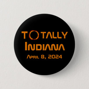 Totaal Indiana 2024 Zonsverduistering Ronde Button 5,7 Cm