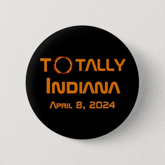 Totaal Indiana 2024 Zonsverduistering Ronde Button 5,7 Cm (Voorkant)