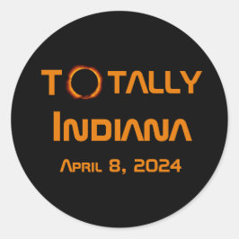 Totaal Indiana 2024 Zonsverduistering Ronde Sticker