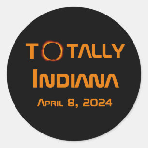 Totaal Indiana 2024 Zonsverduistering Ronde Sticker
