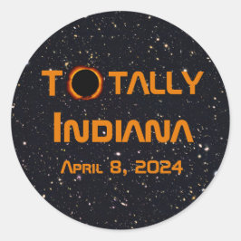 Totaal Indiana 2024 Zonsverduistering Ronde Sticker