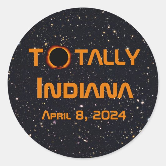 Totaal Indiana 2024 Zonsverduistering Ronde Sticker (Voorkant)