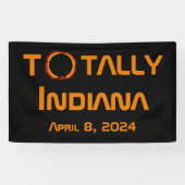 Totaal Indiana 2024 Zonsverduistering Spandoek (Horizontaal)