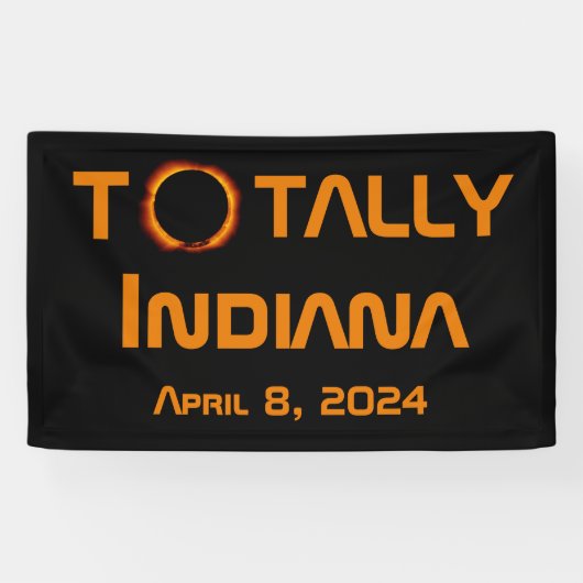 Totaal Indiana 2024 Zonsverduistering Spandoek (Horizontaal)